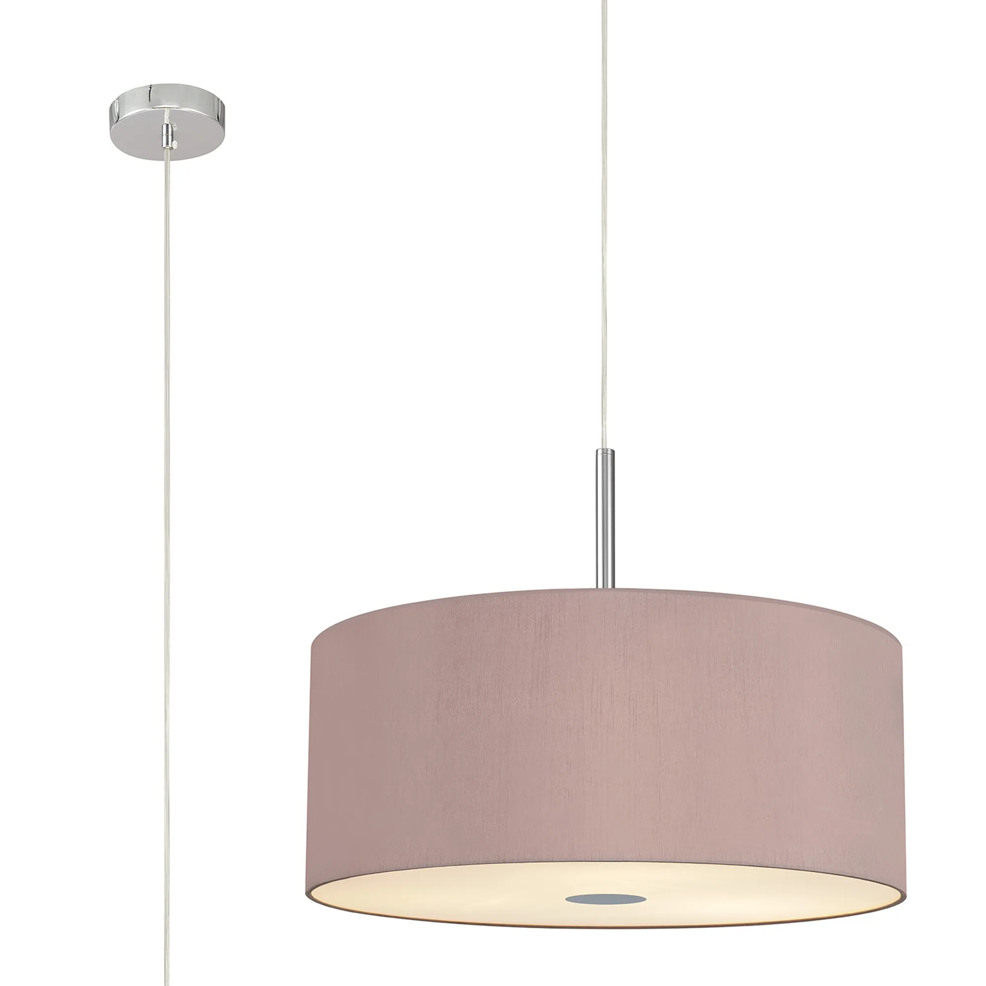 DK0477  Baymont 60cm 5 Light Pendant Polished Chrome, Taupe/Halo Gold, Frosted Diffuser